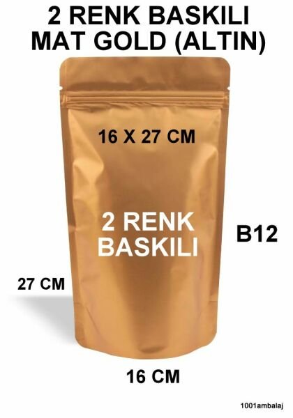 16X27 Cm Mat Gold Renk Doypack Torba /27/