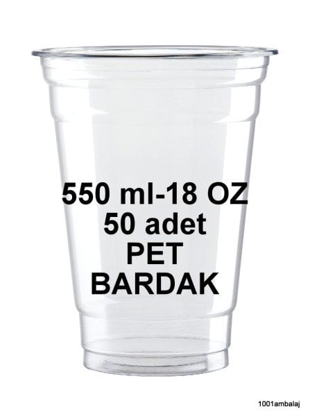 Plastik Bardak 550 Ml 18 Oz 50 Adet Şeffaf