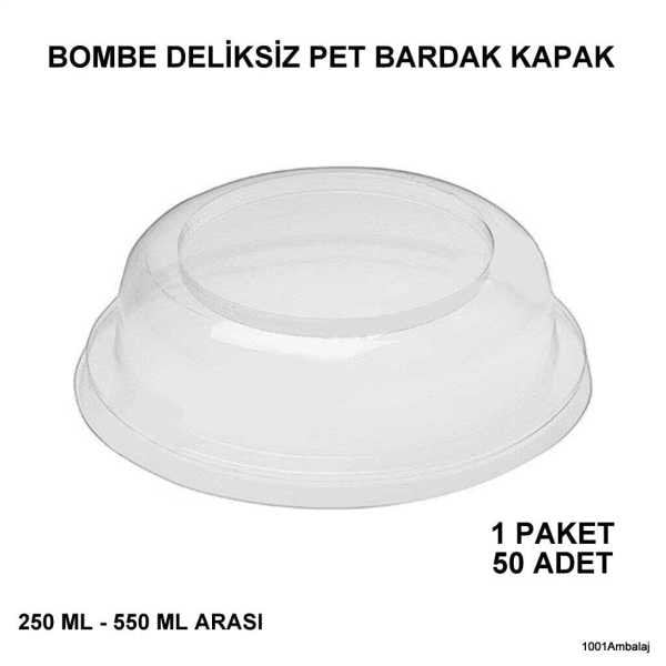 Bardak Kapağı Bombe Deliksiz Plastik Şeffaf 8 Oz - 18 Oz Arasi / 95 Çap / 50 Adet