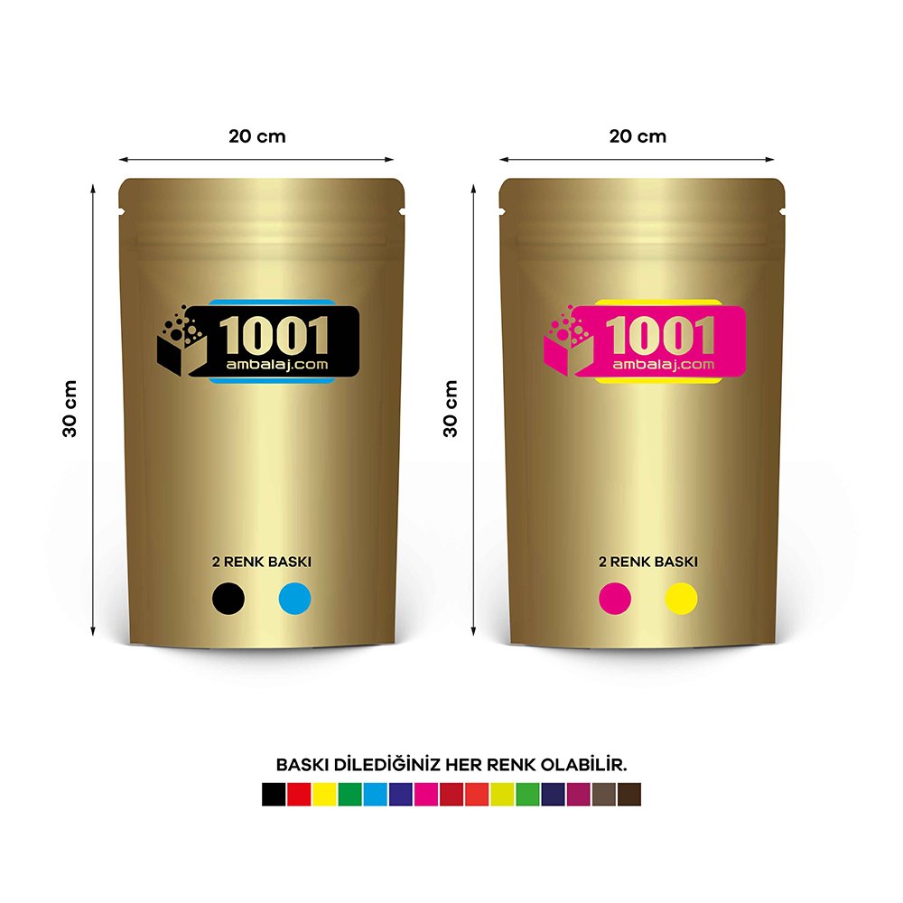 20X30 Cm 4 Baskılı Gold ( Altın ) Renkli İki Taraf İki Renk Doypack Torba 1000 Gr /24/