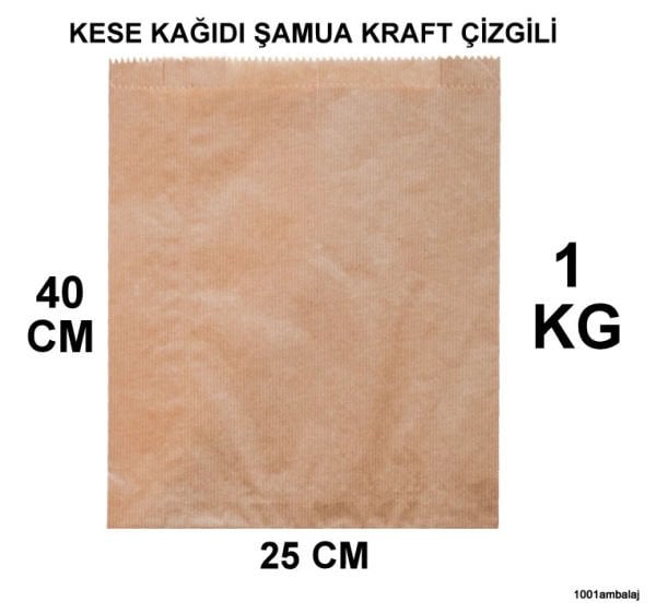 Kese Kağıdı Çizgili Şamua Kraft 25X40 Cm 1 Kilo