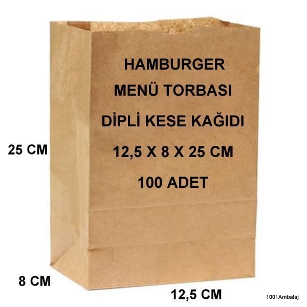 Paket Servis Torbası 12,5X8X25 Cm Kraft Renk 100 Adet