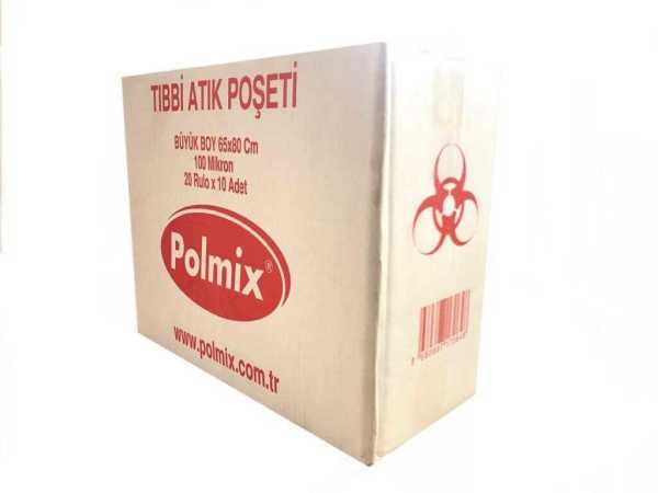 Çöp Torbası Polmix Tibbi Atik 65X80 Çift Kat Kırmızı 1 Paket