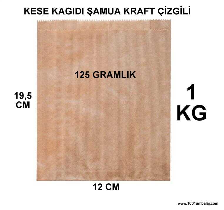 Kese Kağıdı Çizgili Şamua Kraft 125 Gramlık 12X19,5 Cm 1 Kilo