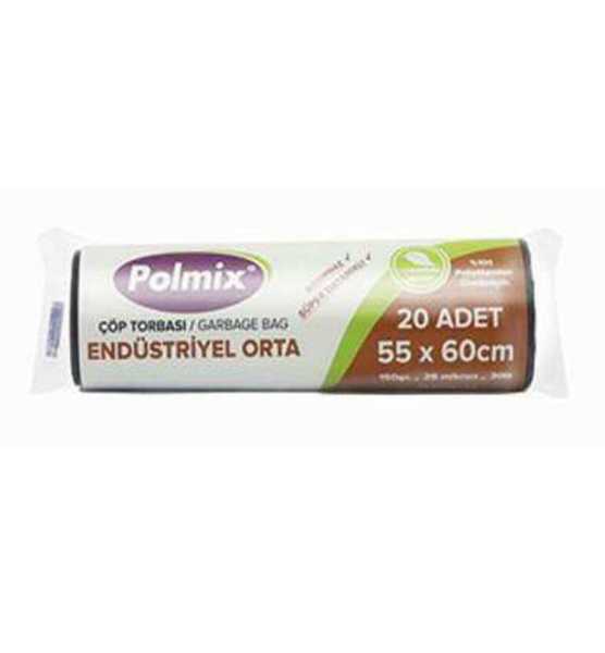 Çöp Torbası Polmix Endüstiriyel Orta 150 Gram 55X60 Siyah 5 Paket