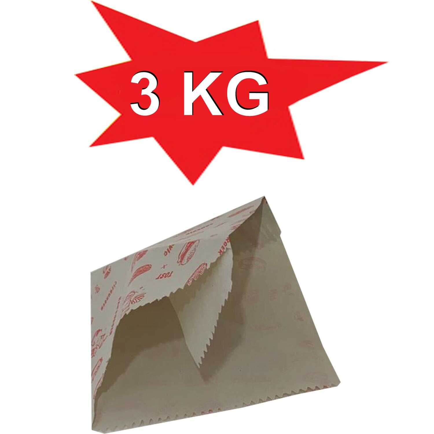 Kese Kağıdı Kuşe Piyasa Baskılı Hamburger 3 Kilo