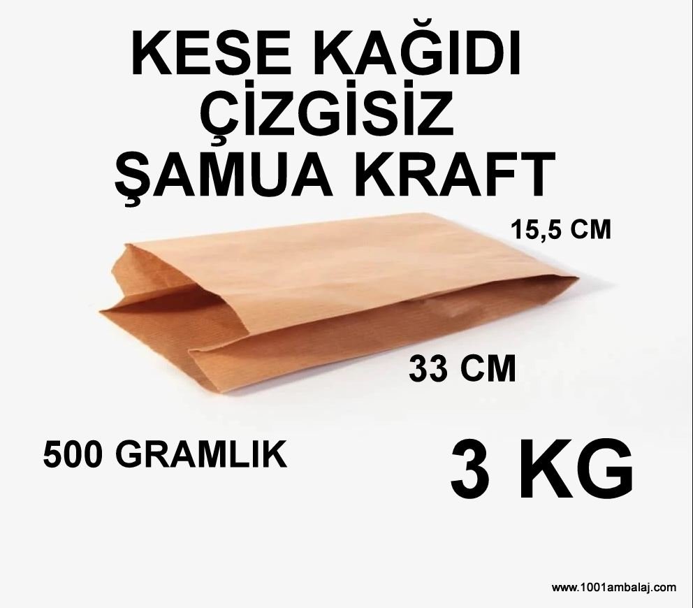 Kese Kağıdı Çizgisiz Şamua Kraft 500 Gr 15,5X33 Cm 3 Kilo