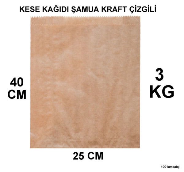 Kese Kağıdı Çizgili Şamua Kraft 25X40 Cm 3 Kilo