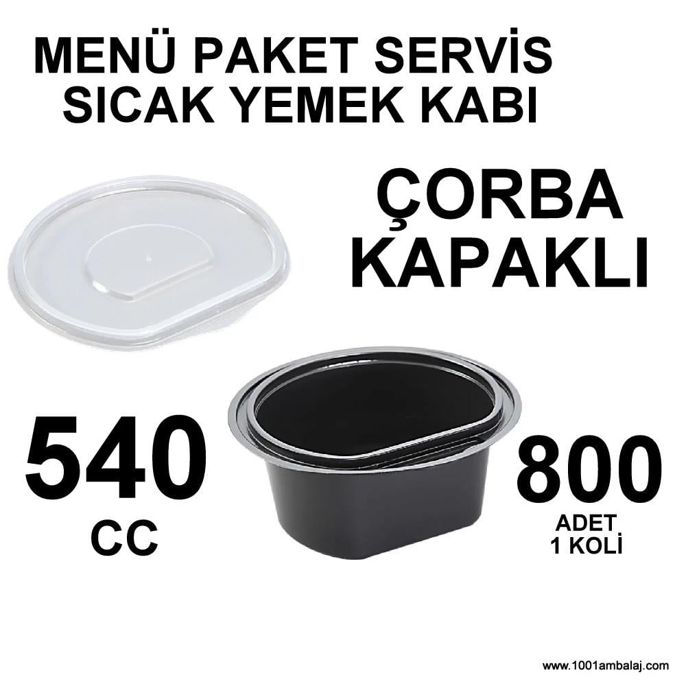 Menü Paket Servis Sicak Yemek kabı Çorba kapaklı 540 Cc 800 Adet 1 Koli
