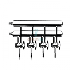 Vakum manifoldu (Inert atmosfer azot hattı), Çift hatlı, Teflon Musluklu 300mm x 150mm x 85mm Boy*Yükseklik*Genişlik, Musluk Sayısı 3