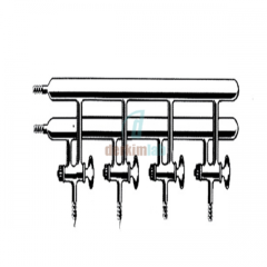 Vakum manifoldu (Inert atmosfer azot hattı), Çift hatlı, Cam Musluklu 300mm x 150mm x 85mm Boy*Yükseklik*Genişlik, Musluk Sayısı 3