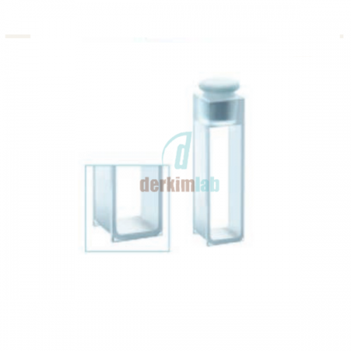Standart fluorometre küvet, şilifli kapaklı, Quartz 30 mm Işık Yollu, 10.50 ml Hacim