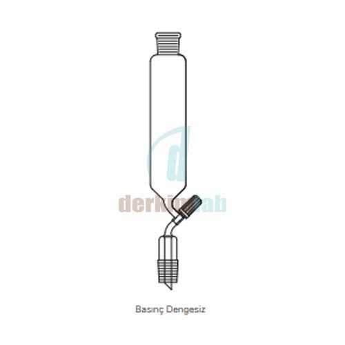 Silindirik tip, Damlatma hunisi, Valf tipi, PTFE, Basınç Dengesiz  25 ml Hacim , NS : 14,5/23