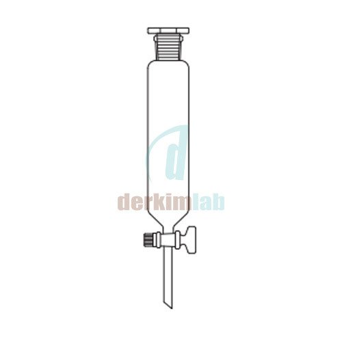 Ayırma hunisi, Silindirik tip, Cam Musluk  50 ml Hacim, NS : 19/26,  Musluk/Delik Çapı 12.5/2.5 mm