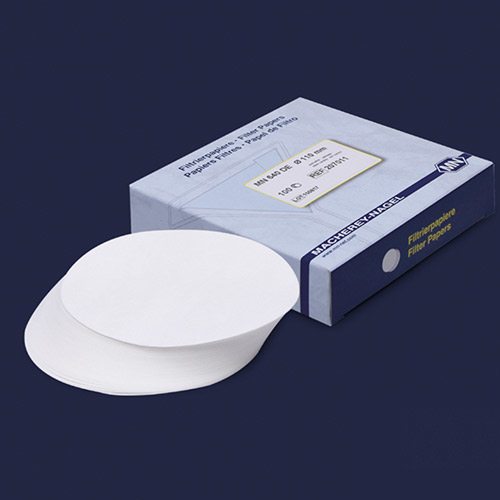Isolab Filtre Kağıdı, Kalitatif, M&Nagel, 125 mm, Beyaz Bant, Orta Akış Hızı 100 Adet / Paket