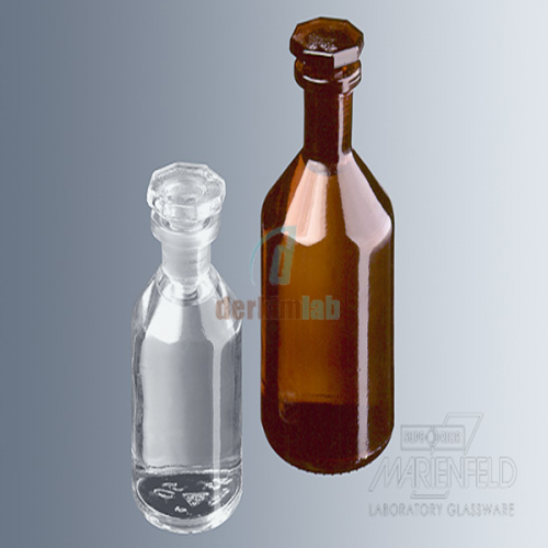 Çözelti Şişesi, Cam, Şilif Cam Kapaklı, Dar Boyunlu, Şeffaf, Yuvarlak, 250 ml