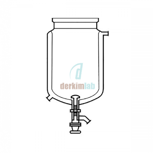 Silindirik reaksiyon kabı, ceketli alttan tahliyeli 500 ml Hacim , 100 Flanş Ölçüsü DN