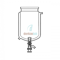 Silindirik reaksiyon kabı, ceketli alttan tahliyeli 500 ml Hacim , 100 Flanş Ölçüsü DN