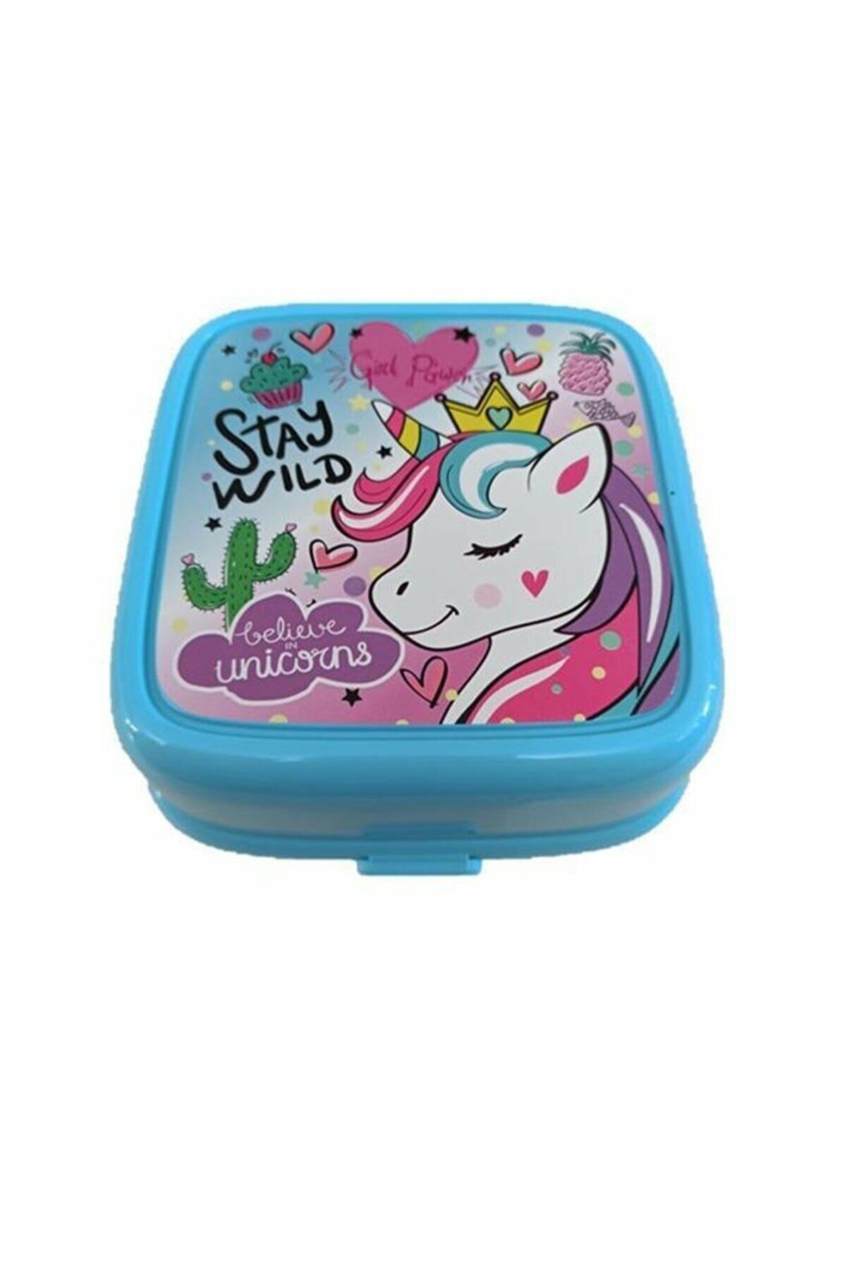 Unicorn Otto-41424 Çatal Kaşıklı 4 Bölmeli Mavi Beslenme Kabı