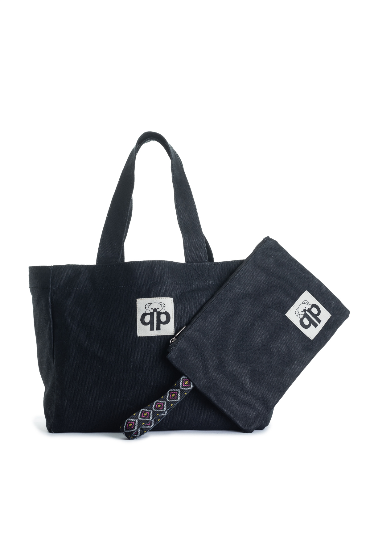 qp Ronda Tote Bag Kadın Siyah Mumlu Kanvas El ve Omuz Çantası QP1002-01