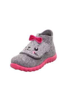 Superfit Kız Bebek Keçe Panduf Gri Pembe Kedi t 800295-2500