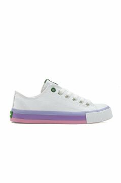 Benetton Kadın Keten Ayakkabı Beyaz Lila BN30542