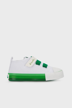 Benetton Çocuk Beyaz Yeşil Keten Ayakkabı BN30649-03