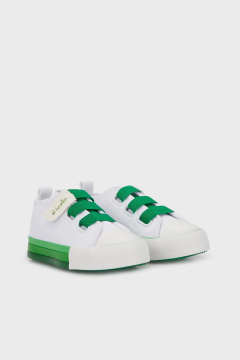 Benetton Çocuk Beyaz Yeşil Keten Ayakkabı BN30649-03