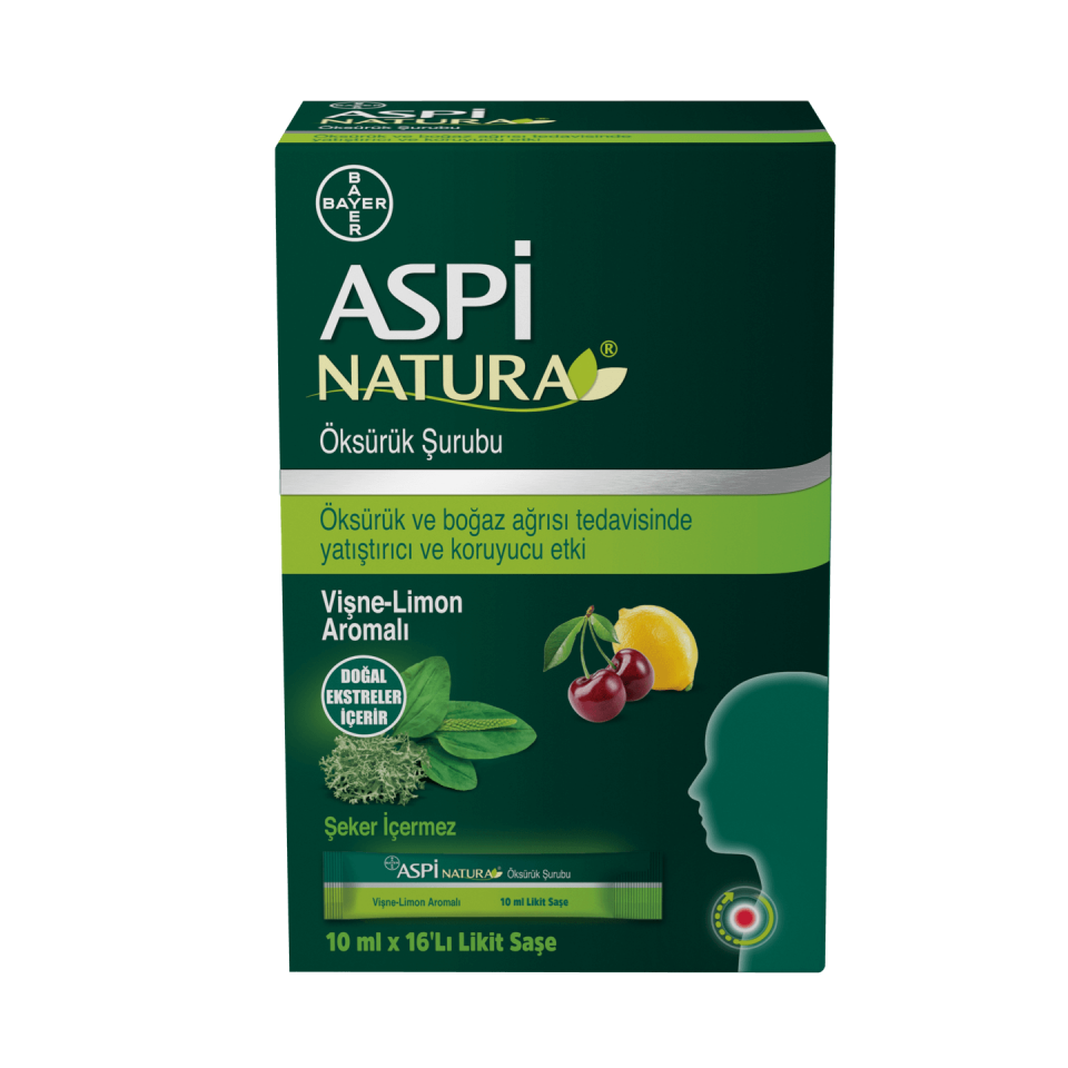 Aspi Natura Öksürük Şurubu Vişne-Limon Aromalı 10ml X 16’lı Likit Saşe