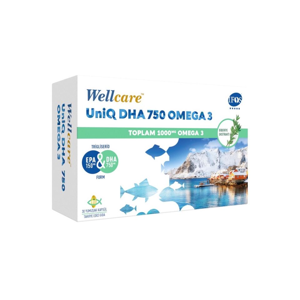 Wellcare UniQ DHA 750 Omega 3 Balık Yağı 30 Kapsül