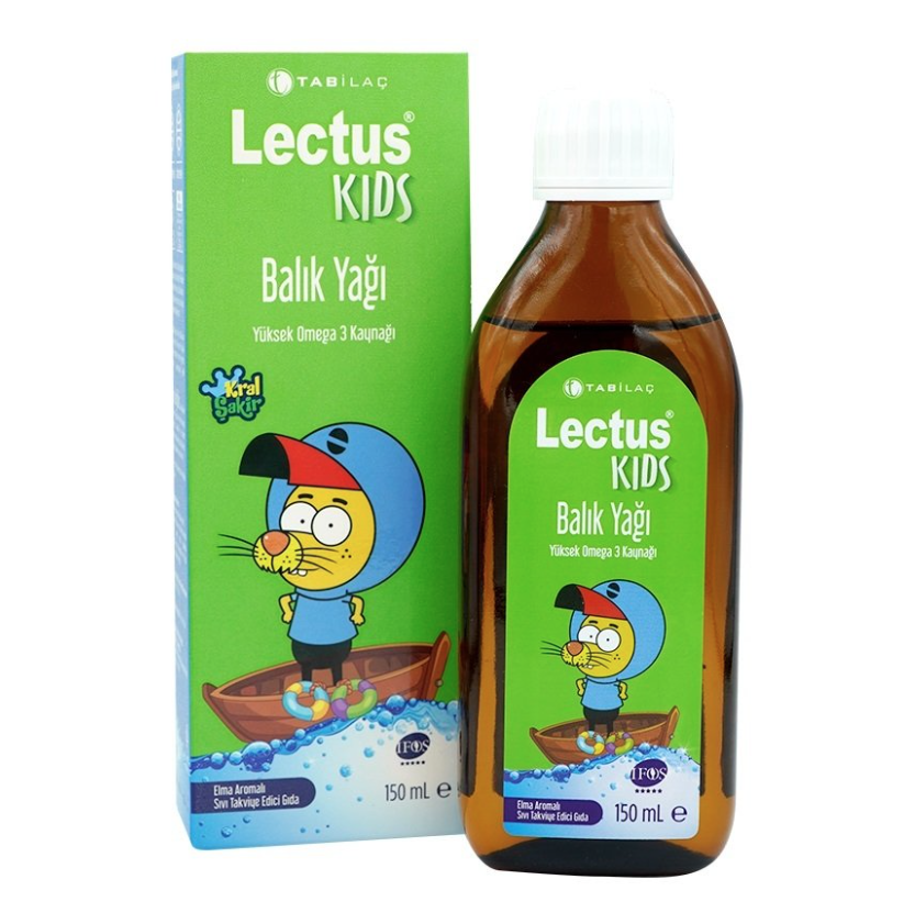 Lectus Kids Kral Şakir - Elma Aromalı Balık Yağı Şurup 150 ml