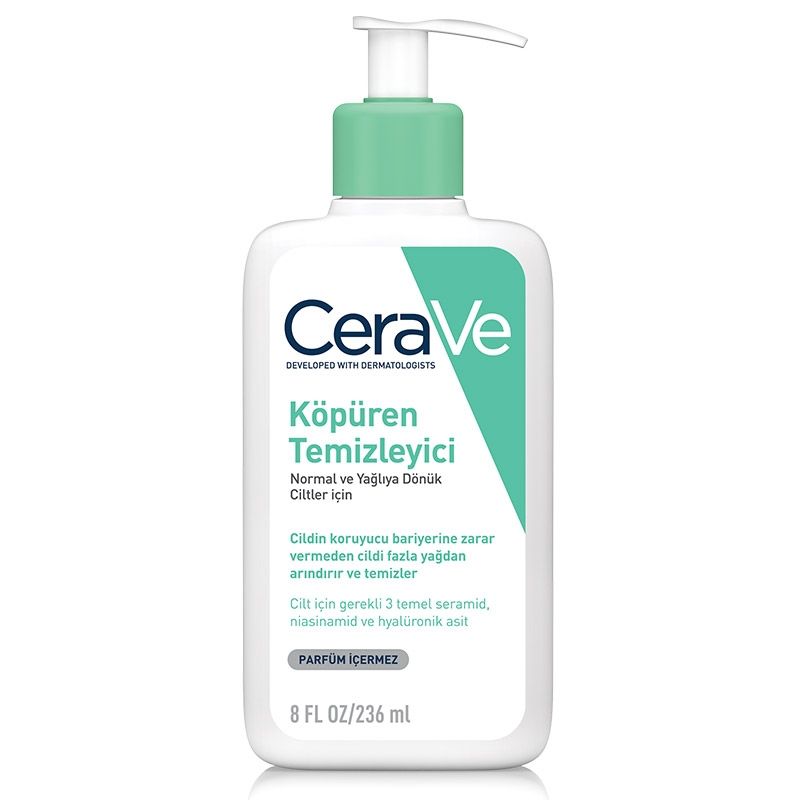 Cerave Foaming Cleancer - Yağlı Ciltler İçin Yüz ve Vücut İçin Köpüren Temizleyici 236 ml