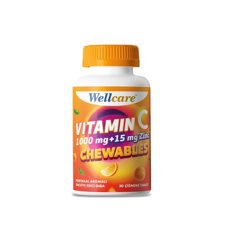 Wellcare Vitamin-C 1000 mg + Çinko 15 mg 30  Çiğneme Tableti