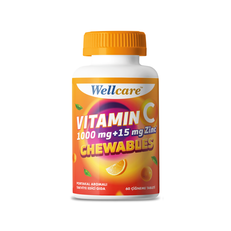 Wellcare Vitamin-C 1000 mg Çinko 15 mg 60 Çiğneme Tableti