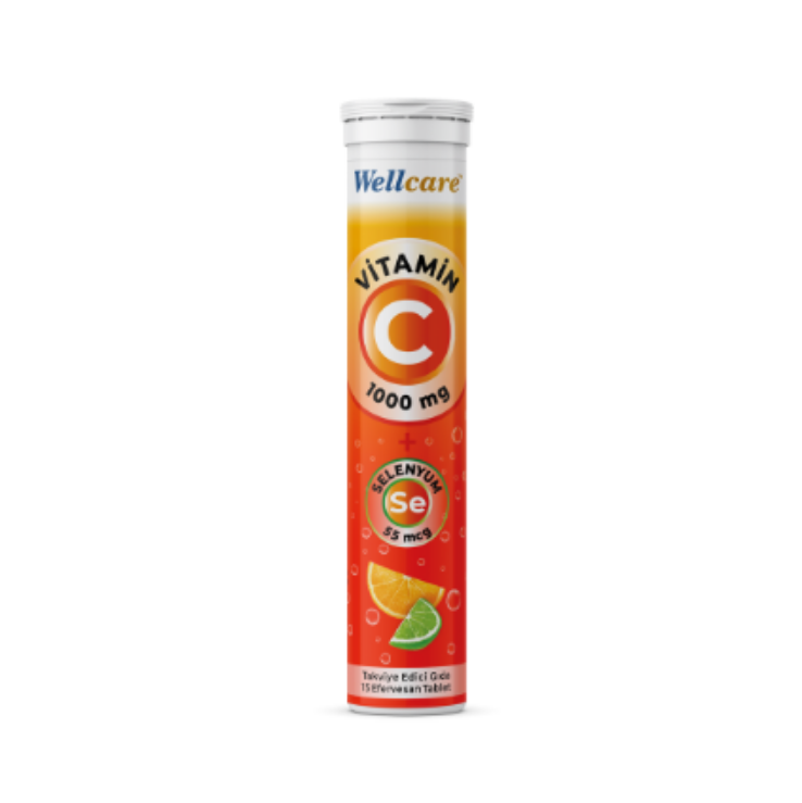 Wellcare Vitamin 1000 Mg + Selenyum 55 Mcg 15 Efervesan Tablet