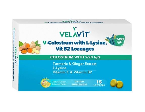 Velavit V-Colostrum With L-Lysine+Vitamin C+B2 Lozenges 15 Pastil