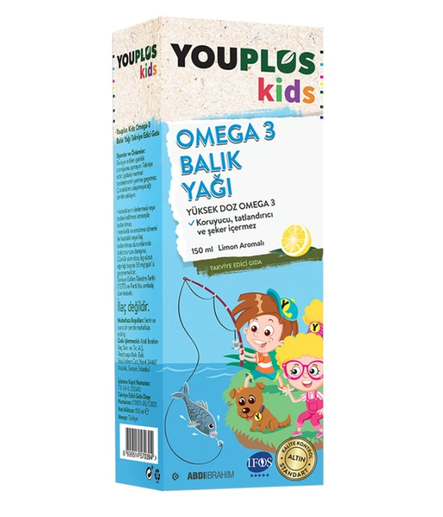 YouPlus Kids Omega-3 Balık Yağı Şurup 150 ml