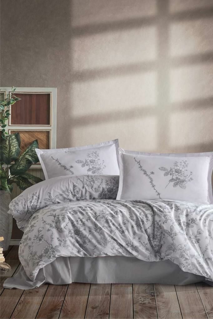 Clasy Ranforce Çift Kişilik Nevresim Takımı Messina V1 Gri