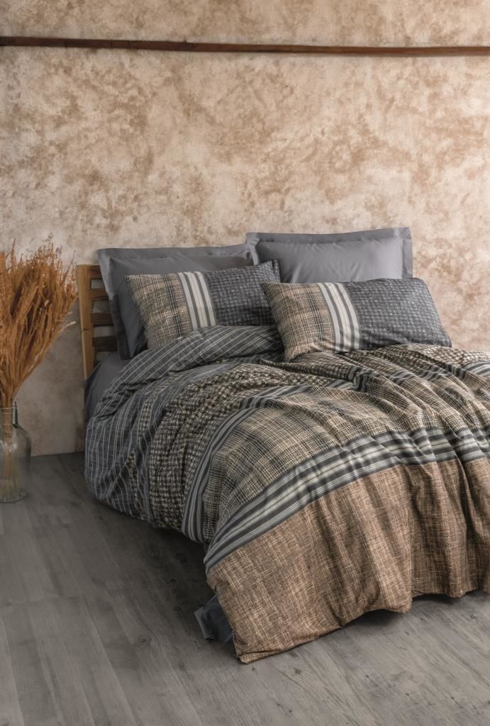 Cotton Box Toprak Timbre Antrasit Tek Kişilik Nevresim Takımı