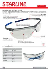 Starline G-059A-C Şeffaf Darbeye Karşı Dirençli ve Çizilmeye Dayanıklı Buğulanmaz Koruyucu Gözlük