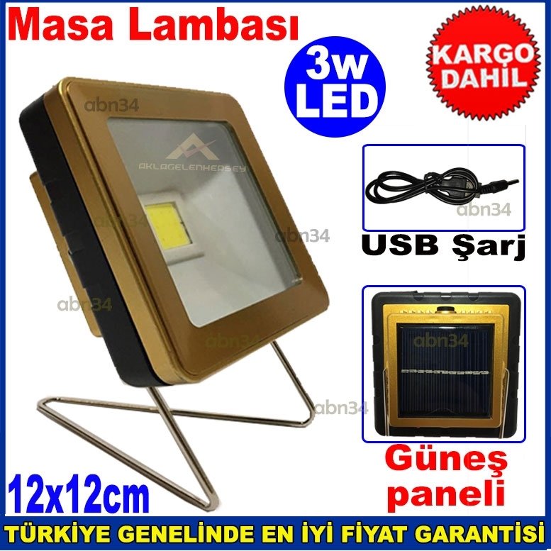 Solar Panel, USB Şarjlı 3w Gücünde Led Güneş Paneli Masa Lambası