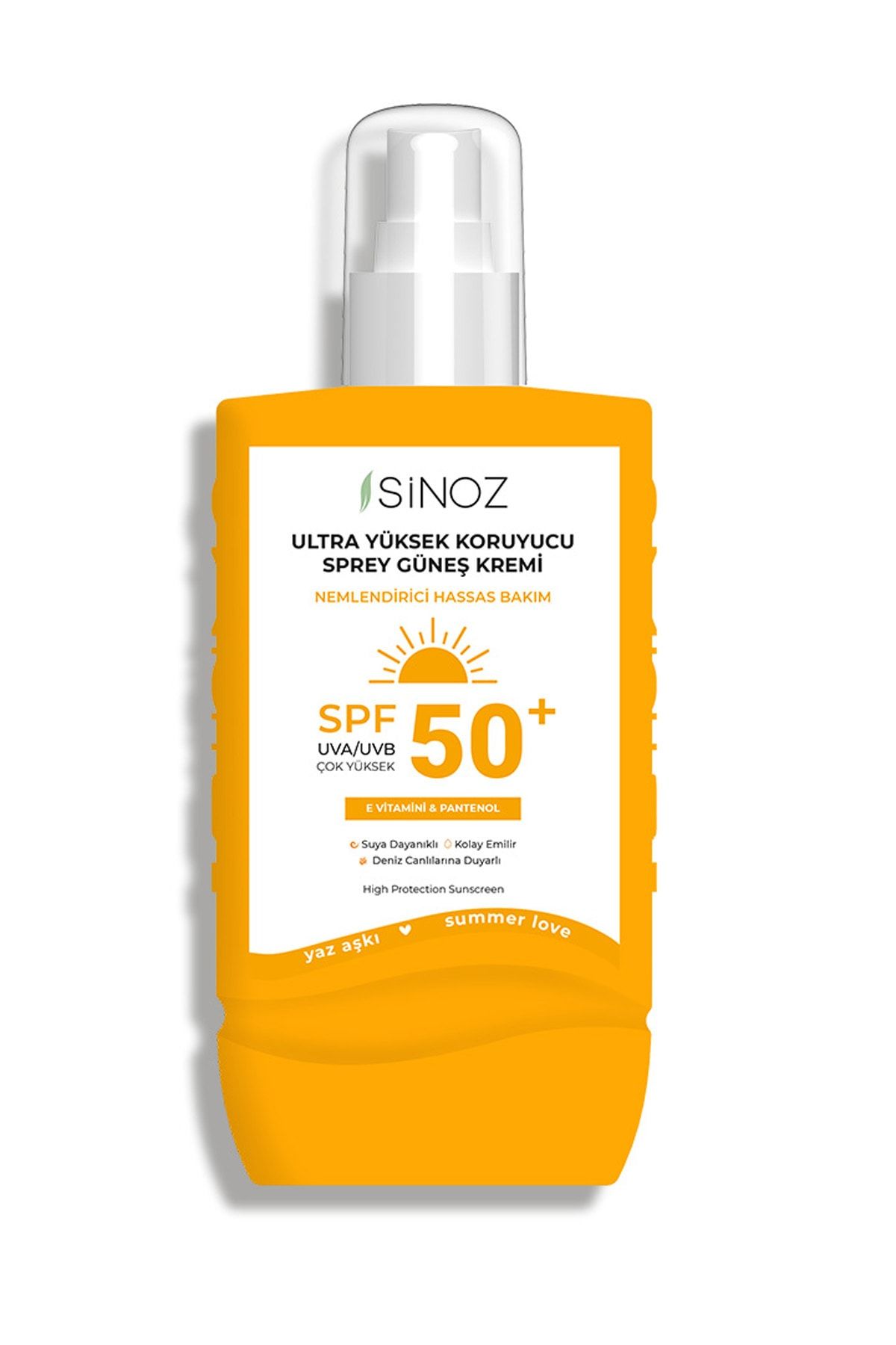 Sinoz Spf50+Ultra Yüksek KoruyucuVücut GüneşKremi - Nemlendirici Hassas Bakım - 200 Ml Sprey