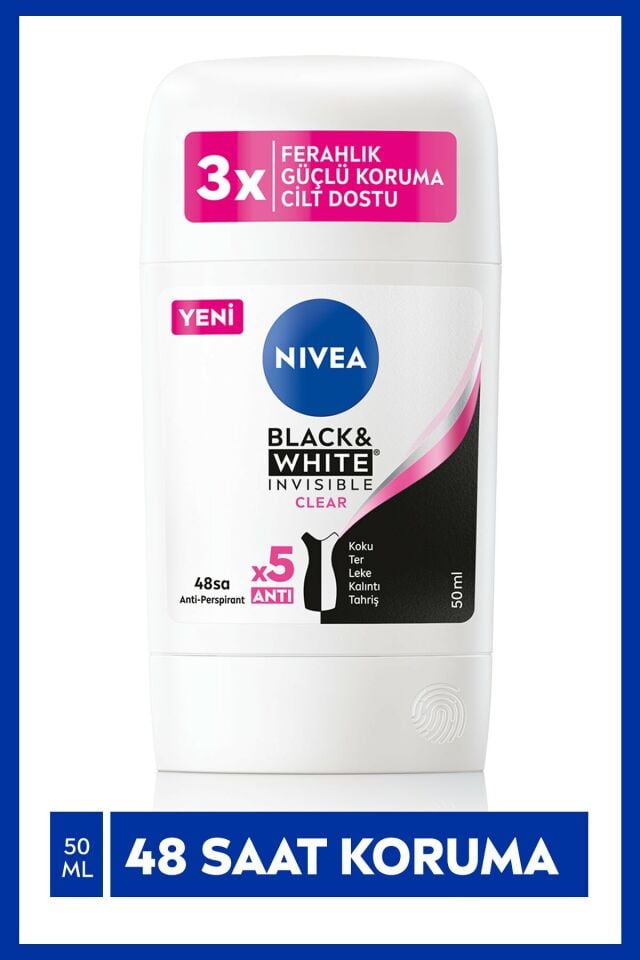 NİVEA DEO STİCK 50 ML İNVESİBLE BLACK WITHE CLEAR