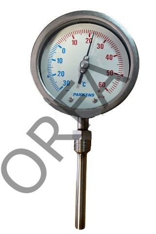 PAKKENS  Termometre Alttan Çıkışlı Ø100 -30+60°C 15cm  Kl 2,0