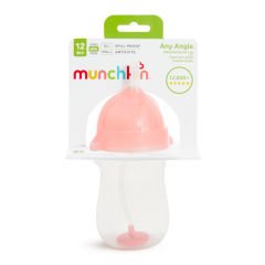 Munchkin Tıklama Kilitli Uçlu Pipetli Alıştırma Bardağı, 12ay+, 296ml, Pembe, 1 Adet