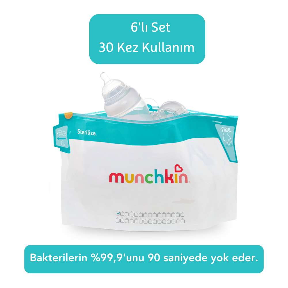 Munchkin Yeniden Kullanılabilir Jumbo Mikrodalga Sterilizatör Torbaları 6 adet