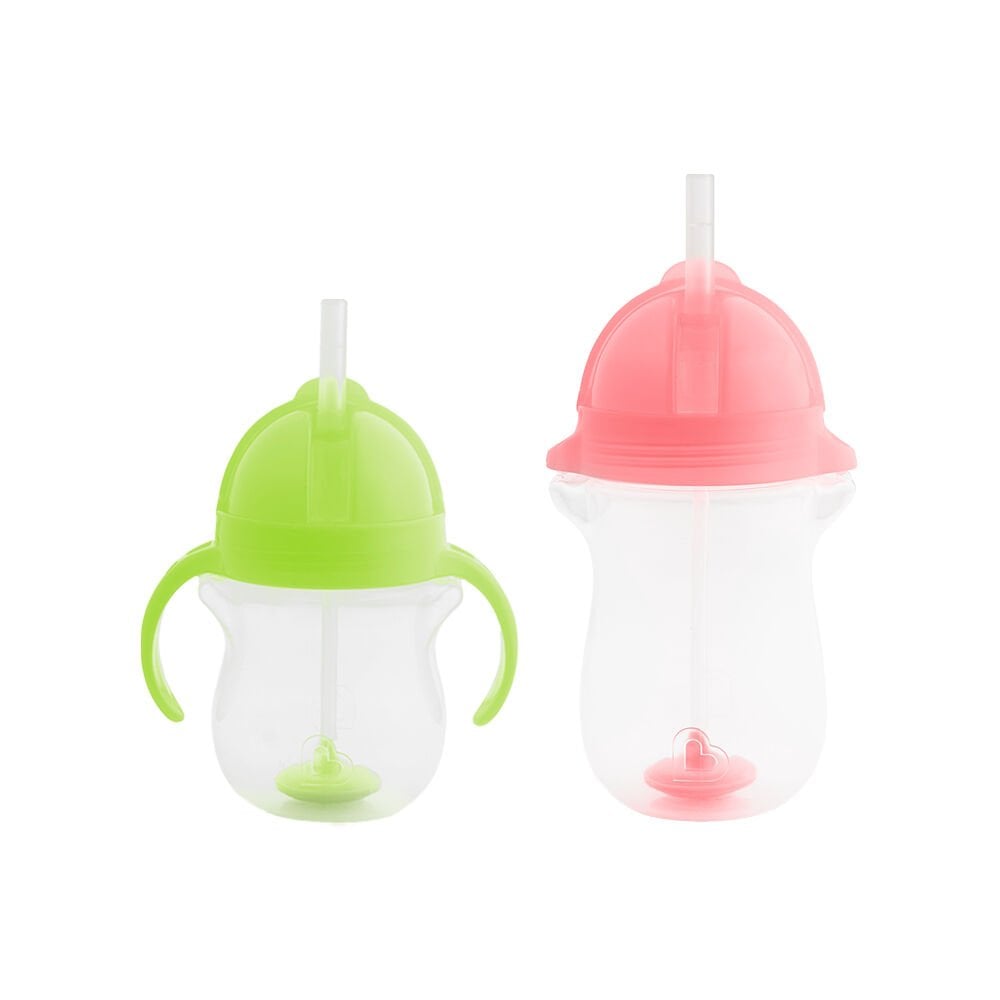 Munchkin Tıklama Kilitli Uçlu Pipetli Alıştırma Bardağı 6ay+ 207 ml Yeşil ve 12ay+ 296 ml Pembe