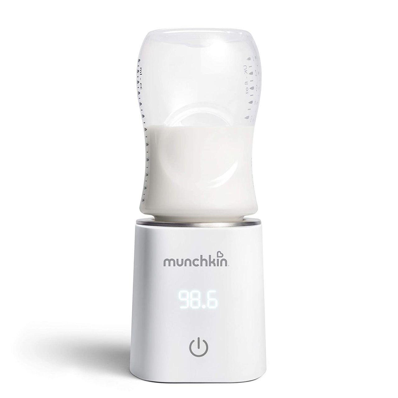 Munchkin 5 Adaptörlü 37° Dijital Bebek Biberon Isıtıcı - Çoğu Şişeyle Uyumludur, Beyaz