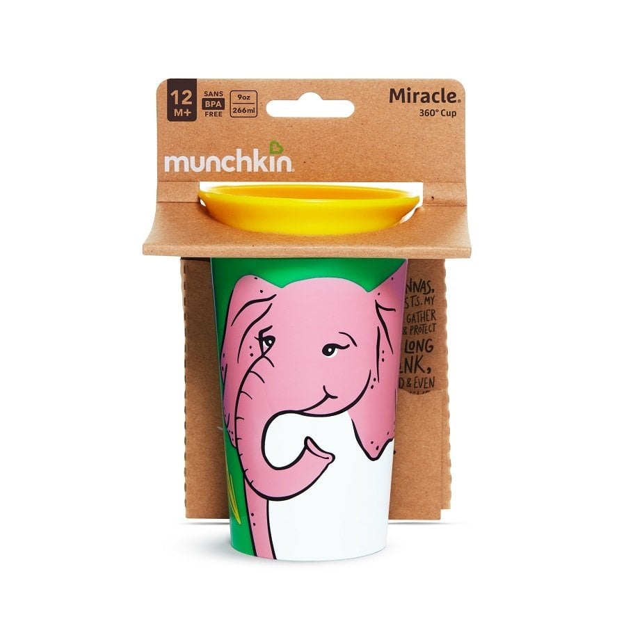 Munchkin Mucize 360° Wildlove Alıştırma Bardağı, 12ay+, 266ml, Fil, 1 Paket
