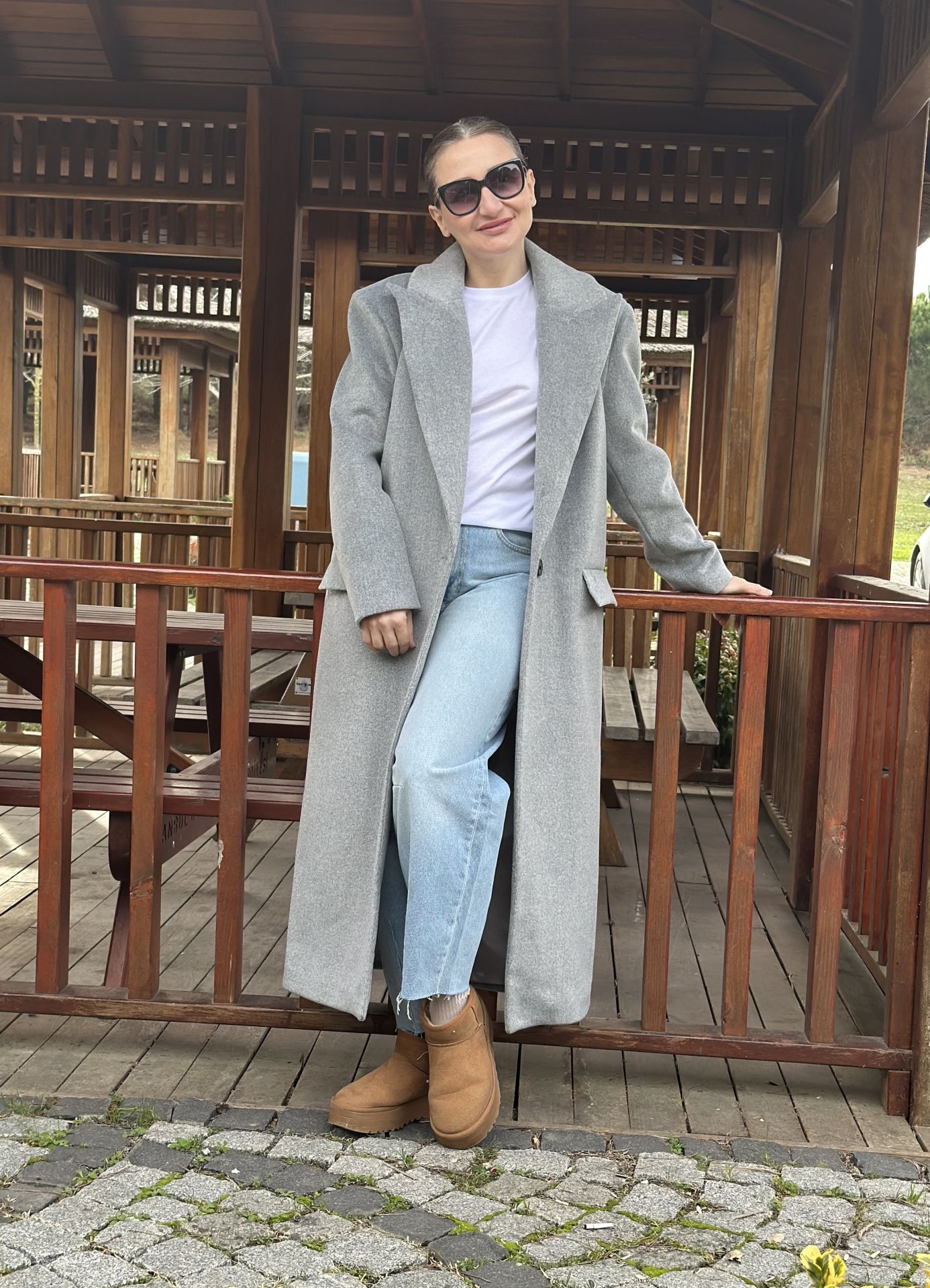 Gri yumoş Kaşe Kaban